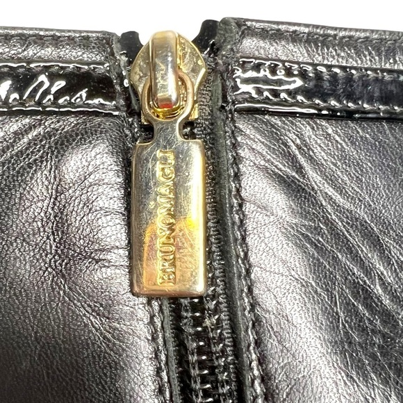 Bruno Magli Leather Wedge Ankle Booties Black with Patent Leather Trim Size EU37 - Picture 4 of 14